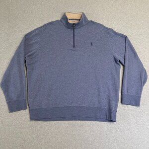 Polo Ralph Lauren Sweater Mens XL Blue Pullover 1/4 Zip Jersey Knit Long Sleeve